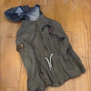 Girls light army green light zip up jacket
